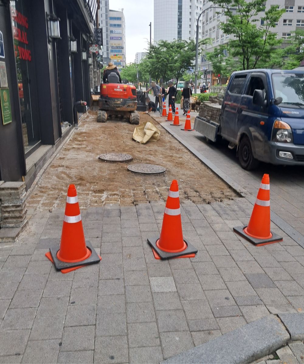 마곡 보도블럭보수 바닥 높이 조정과 평탄화 작업